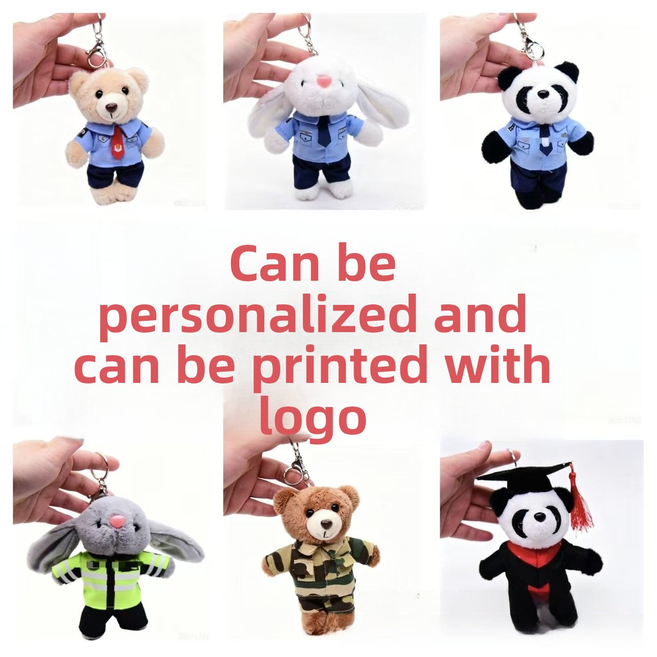 Cartoon Style Bear Plush Stuffed Animal Toy Keychain, Soft And Cuddly Plush Doll For Kids