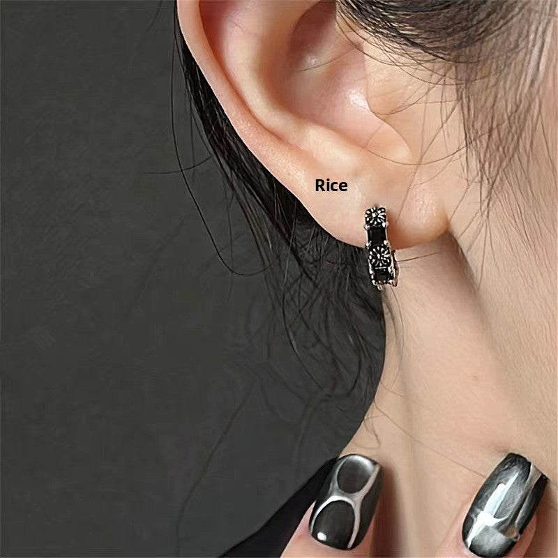 Hip-Hop Style Cross Earrings For Women, 4 Pieces Set In Silver Copper