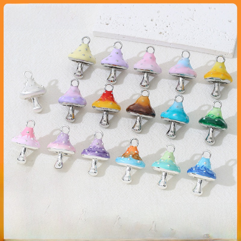 Mushroom Alloy Pendant With Enamel Craftsmanship, Electroplated Finish In Ombre Color Jewelry Accessories