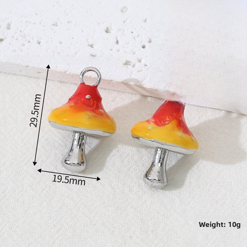 Mushroom Alloy Pendant With Enamel Craftsmanship, Electroplated Finish In Ombre Color Jewelry Accessories
