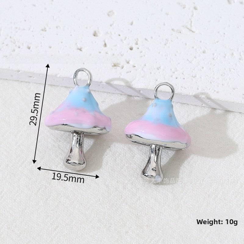 Mushroom Alloy Pendant With Enamel Craftsmanship, Electroplated Finish In Ombre Color Jewelry Accessories