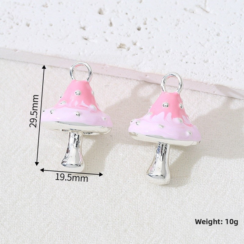 Mushroom Alloy Pendant With Enamel Craftsmanship, Electroplated Finish In Ombre Color Jewelry Accessories