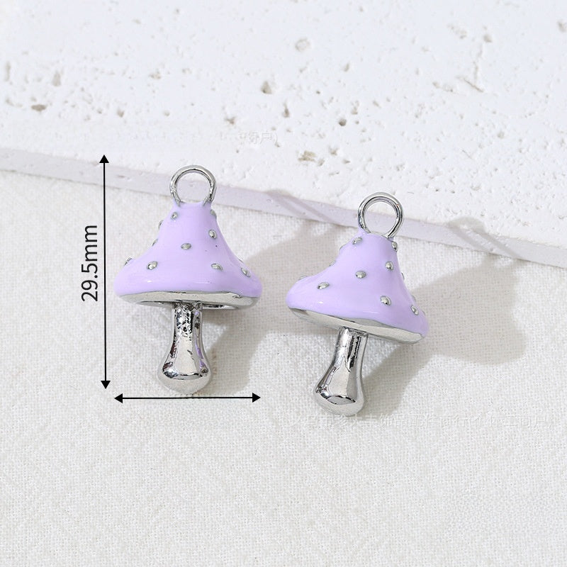Mushroom Alloy Pendant With Enamel Craftsmanship, Electroplated Finish In Ombre Color Jewelry Accessories