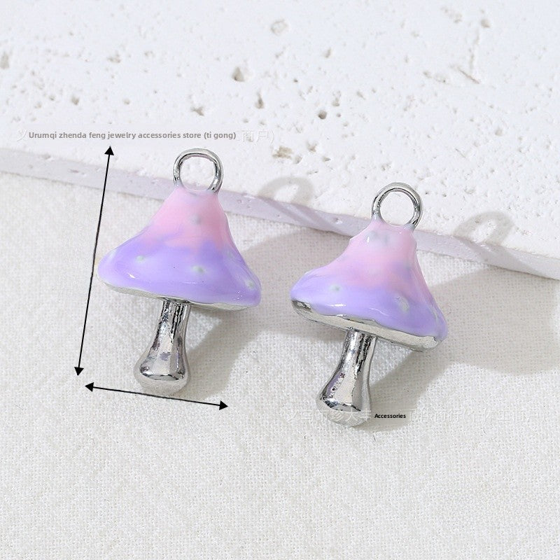 Mushroom Alloy Pendant With Enamel Craftsmanship, Electroplated Finish In Ombre Color Jewelry Accessories
