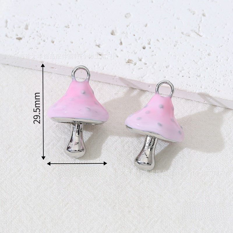Mushroom Alloy Pendant With Enamel Craftsmanship, Electroplated Finish In Ombre Color Jewelry Accessories