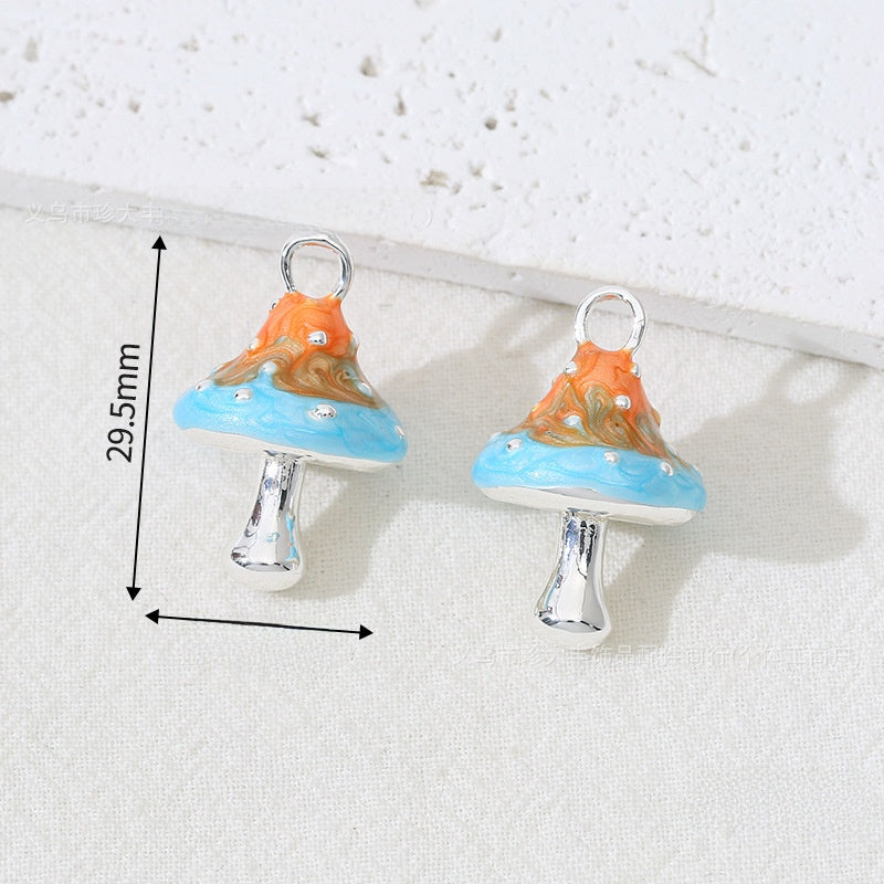 Mushroom Alloy Pendant With Enamel Craftsmanship, Electroplated Finish In Ombre Color Jewelry Accessories