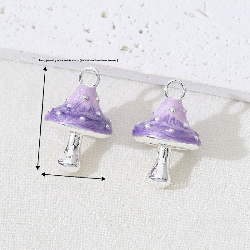 Mushroom Alloy Pendant With Enamel Craftsmanship, Electroplated Finish In Ombre Color Jewelry Accessories