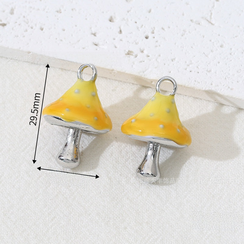 Mushroom Alloy Pendant With Enamel Craftsmanship, Electroplated Finish In Ombre Color Jewelry Accessories