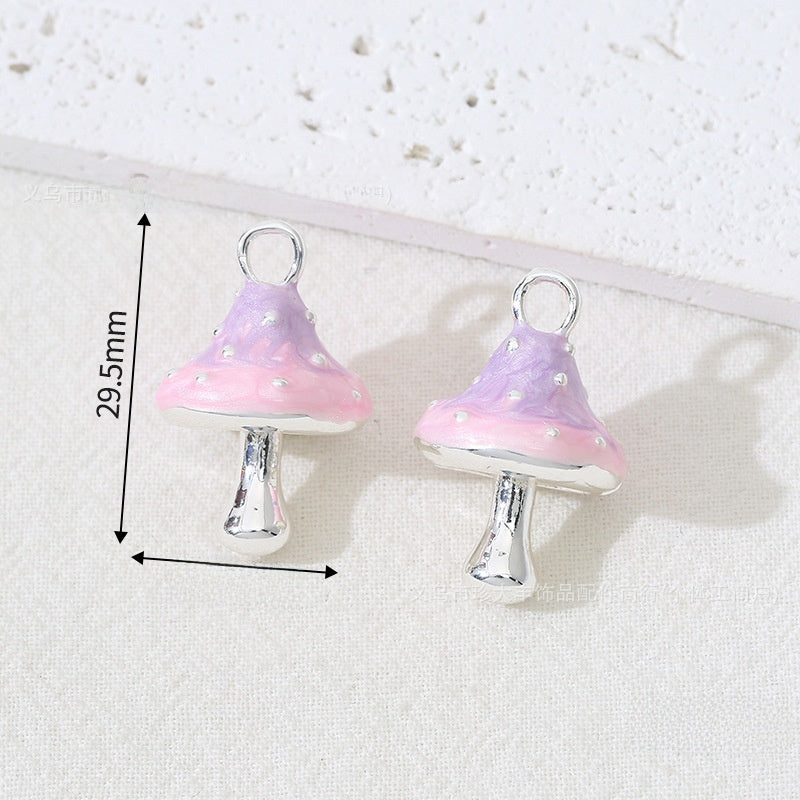 Mushroom Alloy Pendant With Enamel Craftsmanship, Electroplated Finish In Ombre Color Jewelry Accessories