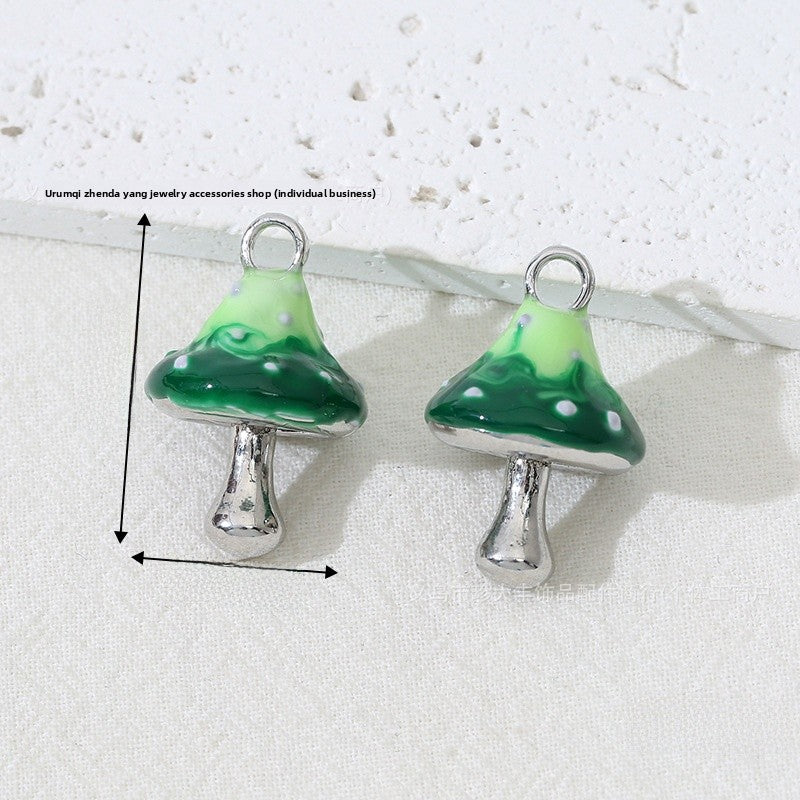 Mushroom Alloy Pendant With Enamel Craftsmanship, Electroplated Finish In Ombre Color Jewelry Accessories