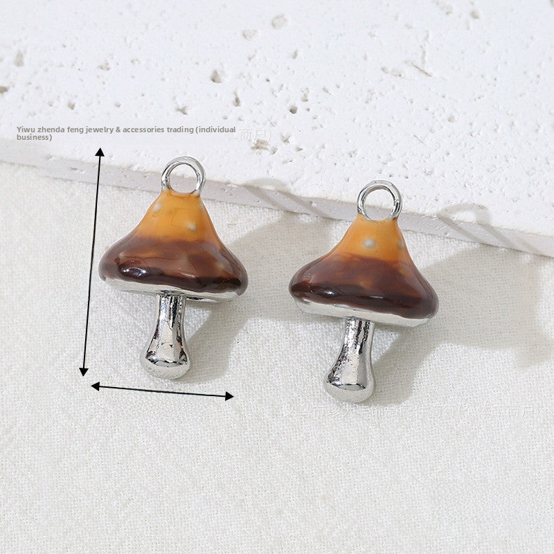Mushroom Alloy Pendant With Enamel Craftsmanship, Electroplated Finish In Ombre Color Jewelry Accessories