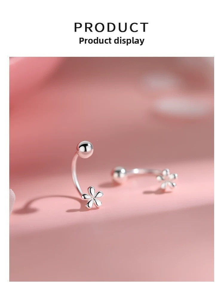 Flowers Ear Hook Earrings For Women In Simple Style, Alloy Material With Electroplated Finish And 925 Sterling Silver Ear Pins