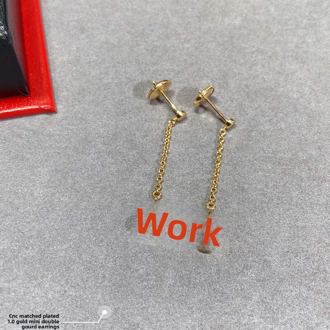 Gourd Earrings For Women In Red Featuring 18K Real Gold Plated V Gold Material With Shell Inlay
