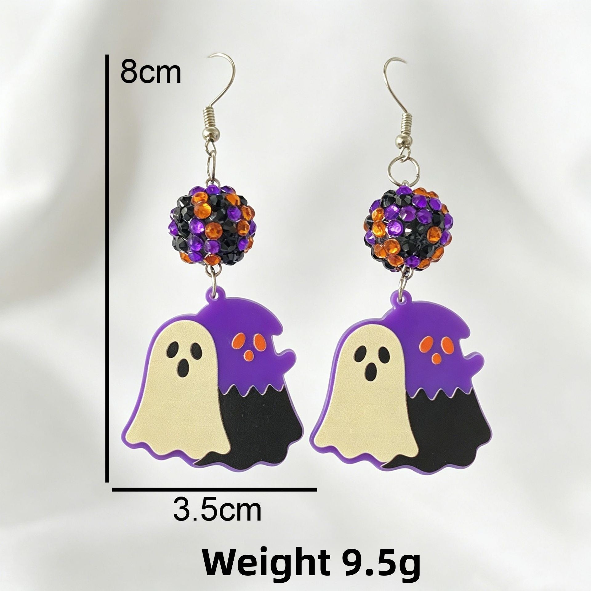 Cute Purple Acrylic Bat Earrings For Women With Iron Ear Pins And Rhinestone Inlay