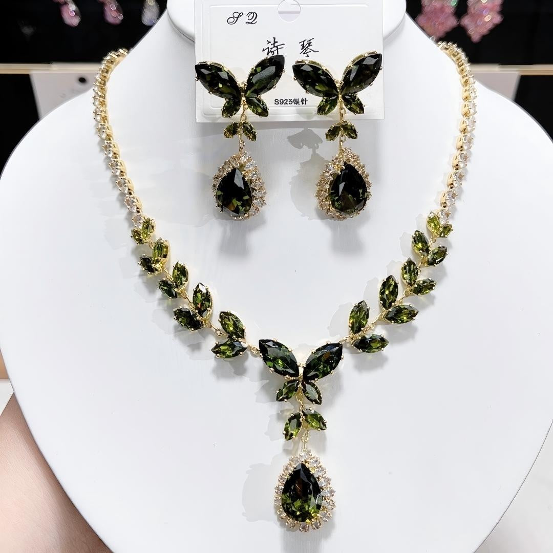 Butterfly Tassel Necklace For Women With Artificial Crystal And Zircon In Natural Pink, Featuring Copper Alloy Pendant