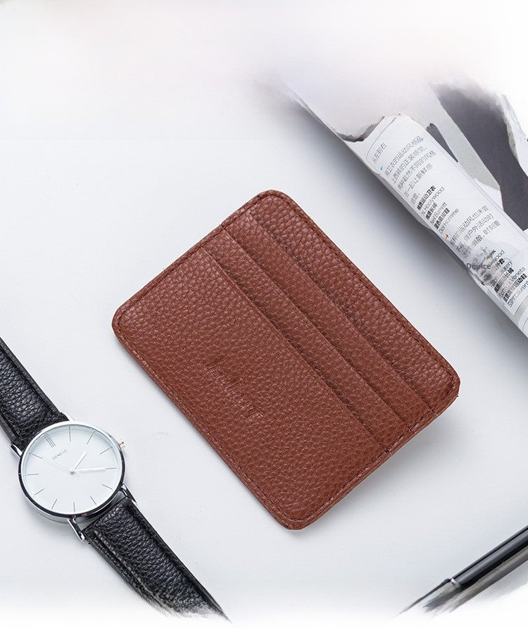 Men's Solid Color Corduroy Card Holder With Sewing Thread Detail, Wear-Resistant Design