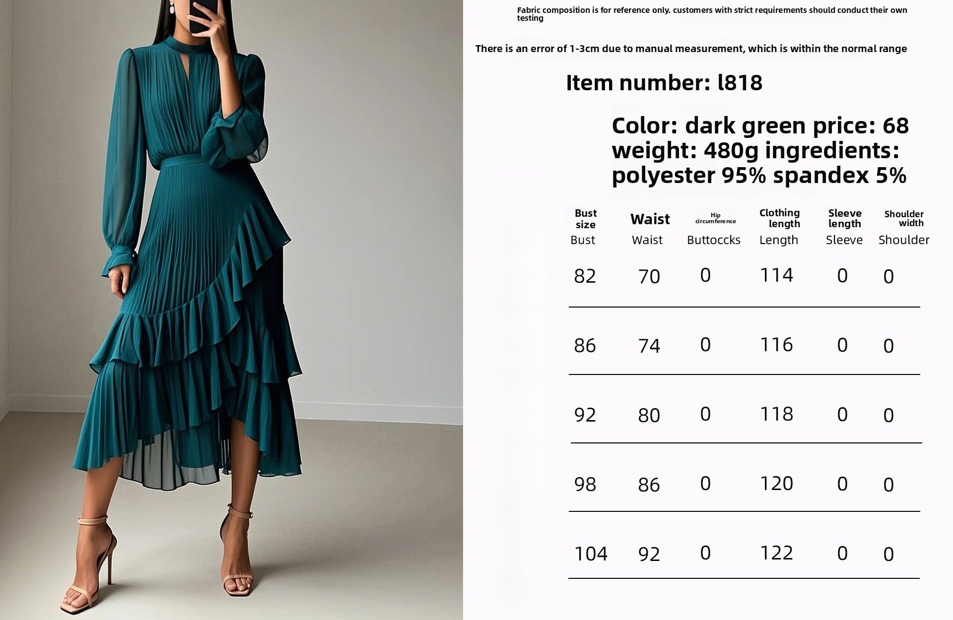 Elegant Solid Color Party Dress With Long Sleeve And Round Neck In Polyester For Casual Occasions