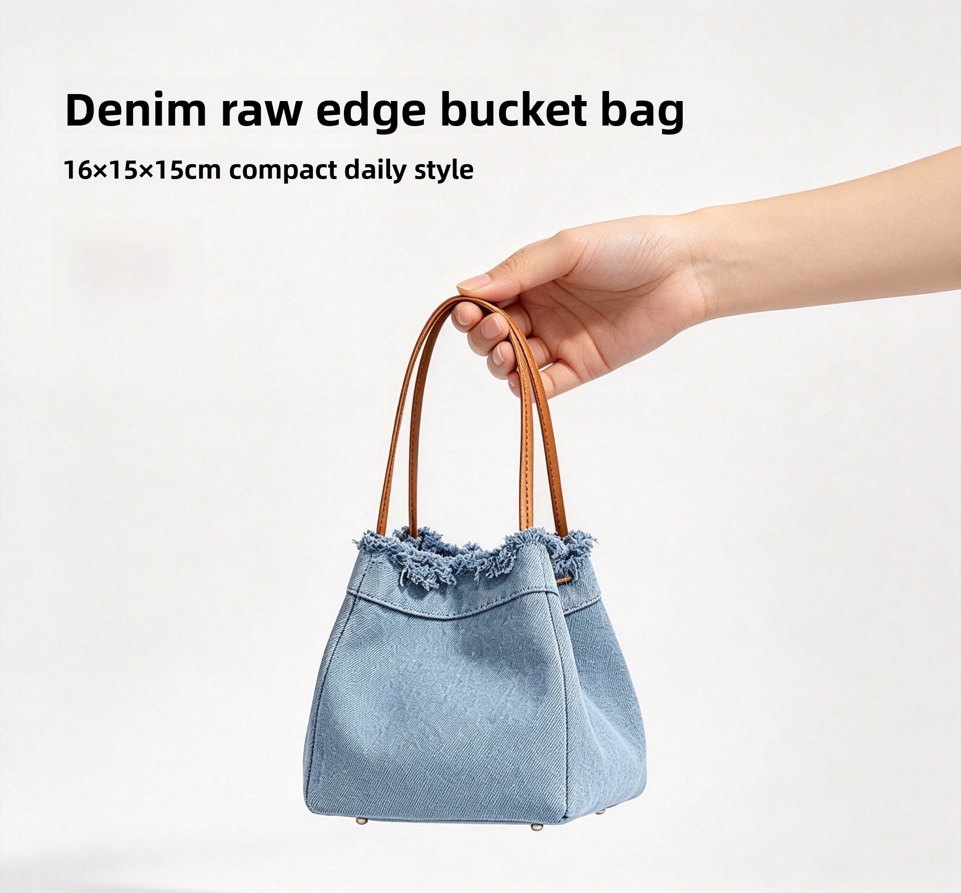 Denim Square Splicing Tote Bag With Sewing Thread Detail, Double Handle, Perfect For Summer