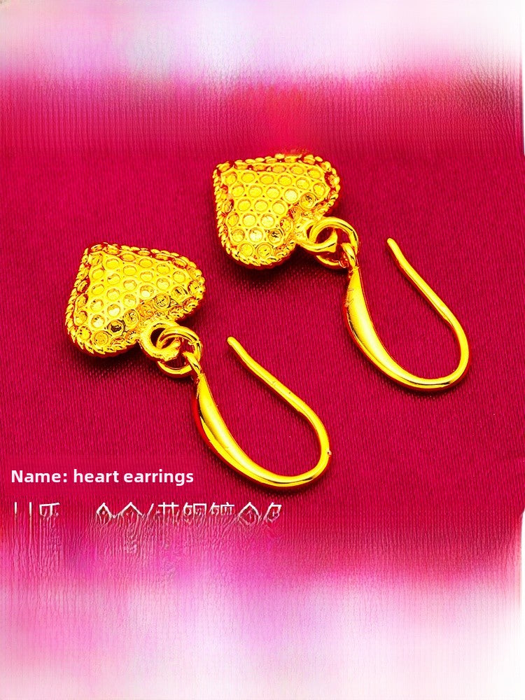 Heart Shape Earrings For Women In Gold Featuring Golden Plated Brass With Copper Ear Pins