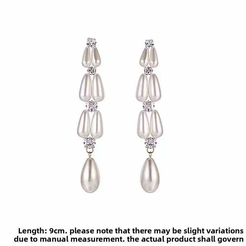 Handmade Water Droplets Earrings For Women In White Featuring Silver Plated Copper Alloy Material