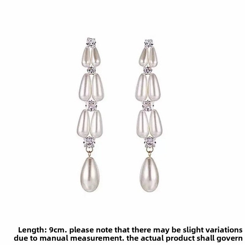 Handmade Water Droplets Earrings For Women In White Featuring Silver Plated Copper Alloy Material