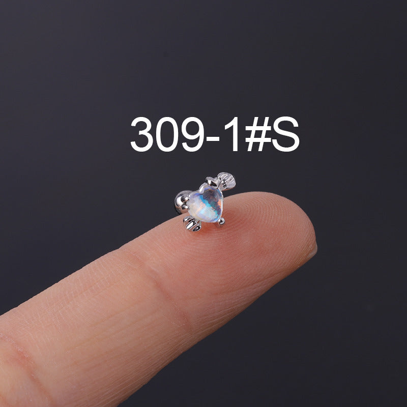 Korean Geometric Colored Zircon Earrings