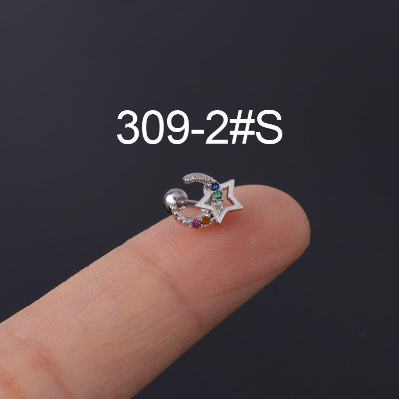 Korean Geometric Colored Zircon Earrings