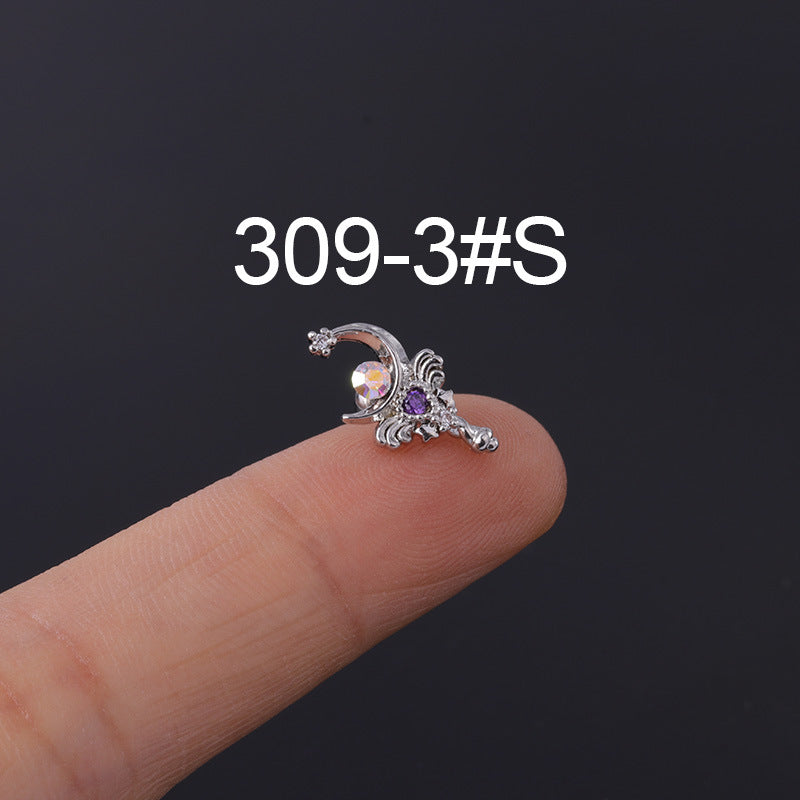Korean Geometric Colored Zircon Earrings