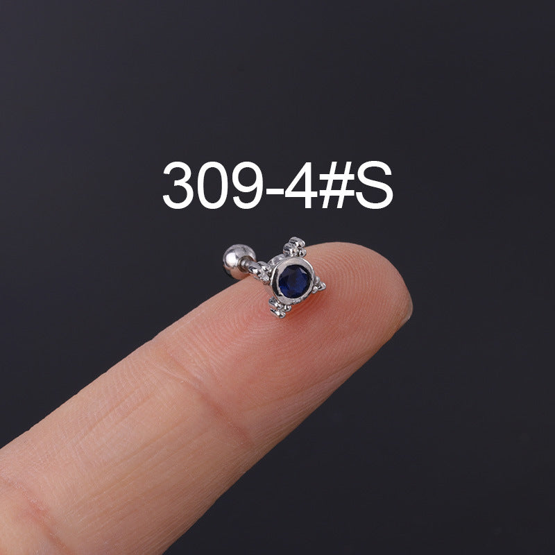 Korean Geometric Colored Zircon Earrings