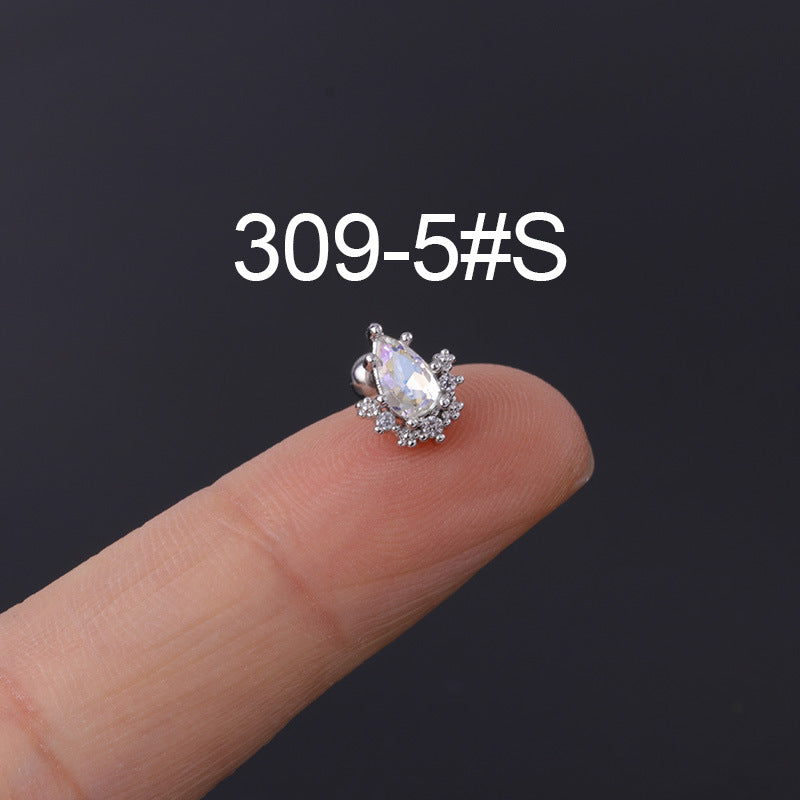 Korean Geometric Colored Zircon Earrings