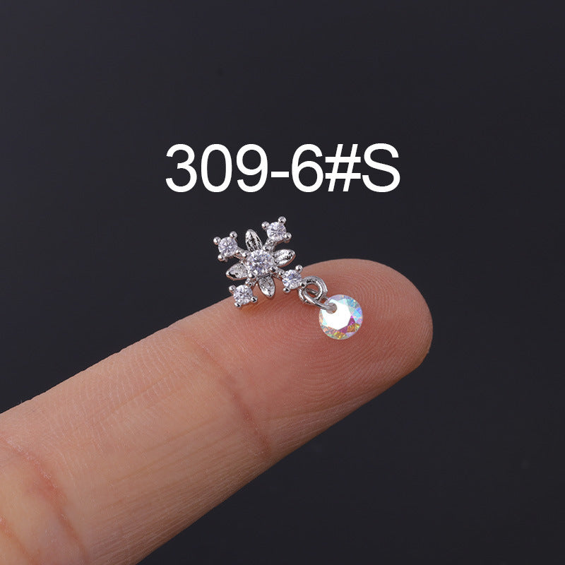 Korean Geometric Colored Zircon Earrings