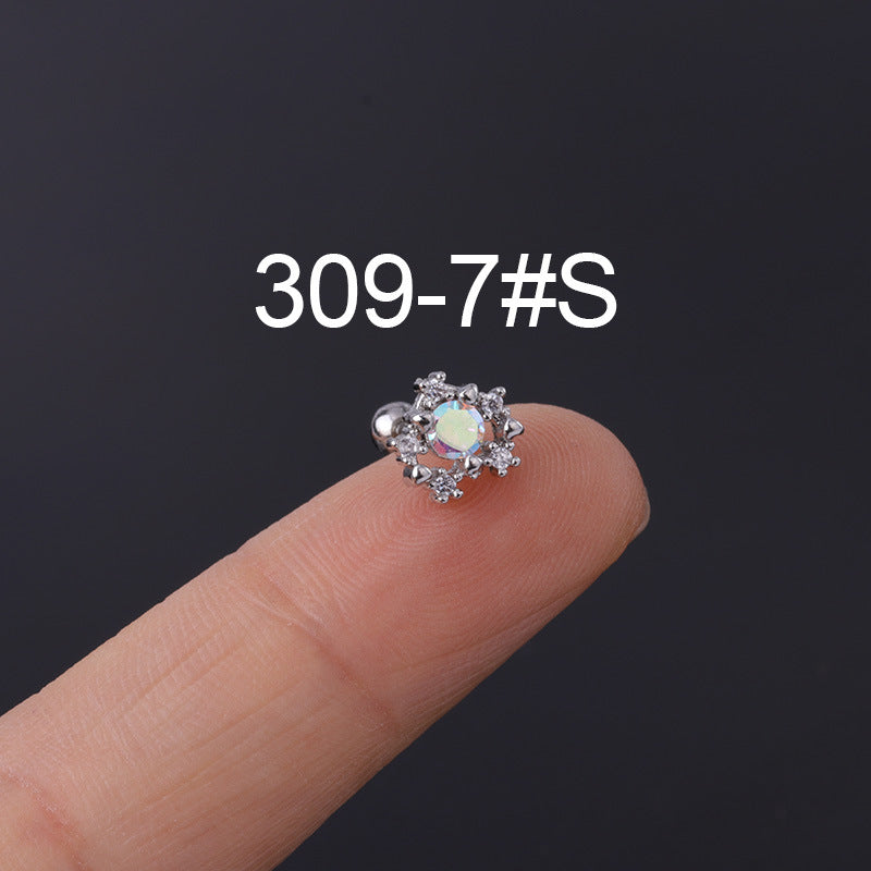 Korean Geometric Colored Zircon Earrings
