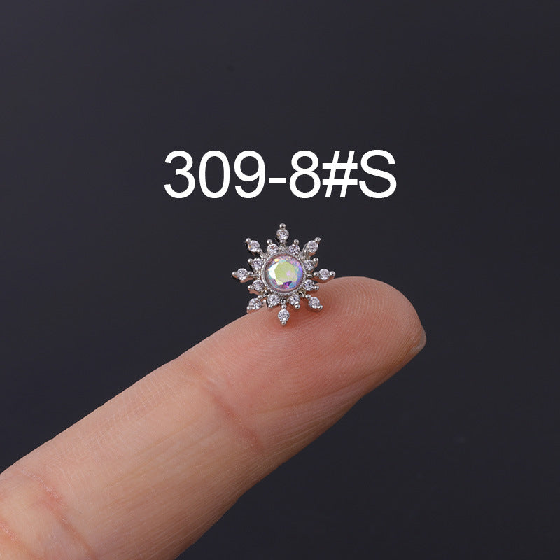 Korean Geometric Colored Zircon Earrings