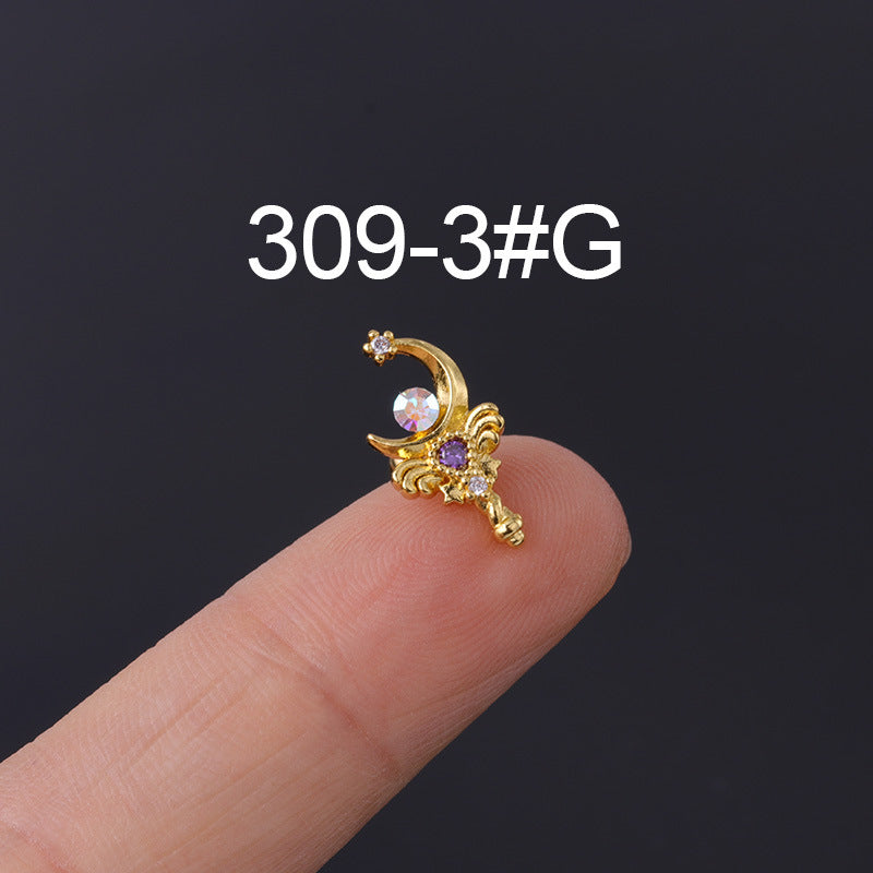 Korean Geometric Colored Zircon Earrings