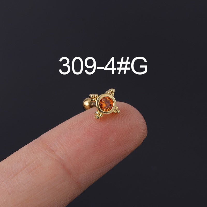 Korean Geometric Colored Zircon Earrings
