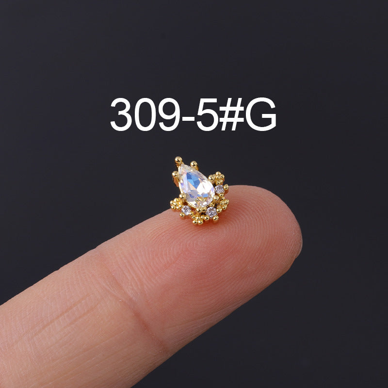 Korean Geometric Colored Zircon Earrings