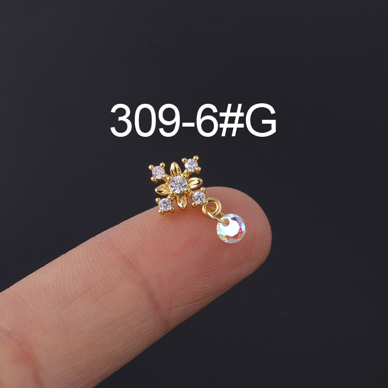 Korean Geometric Colored Zircon Earrings