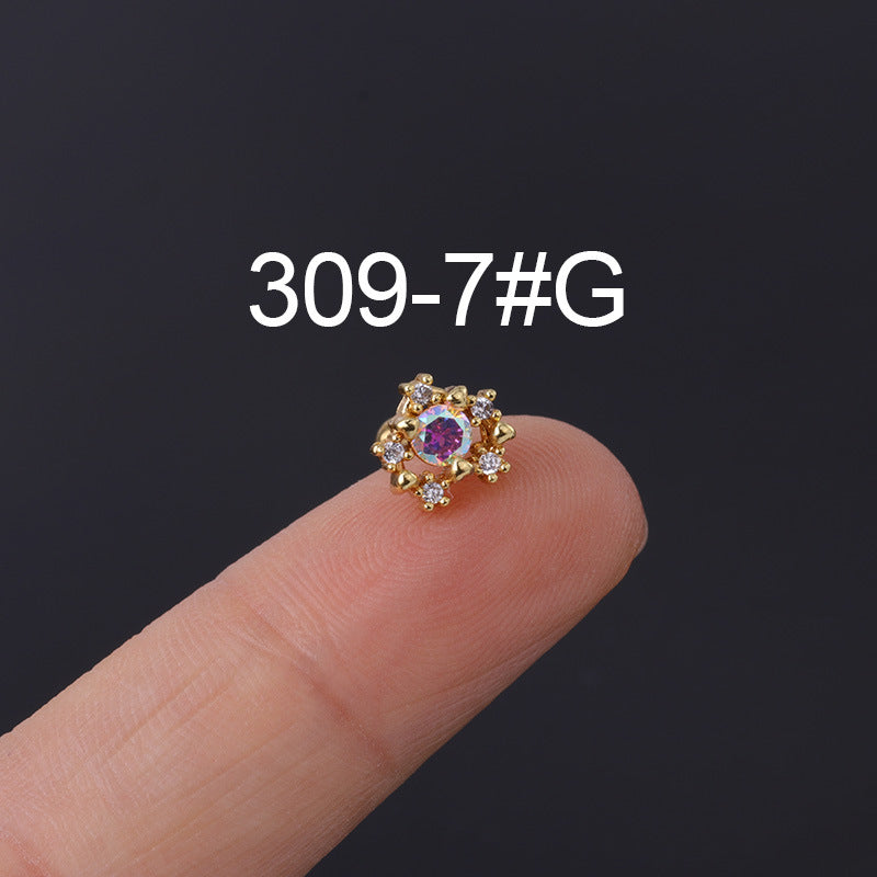 Korean Geometric Colored Zircon Earrings