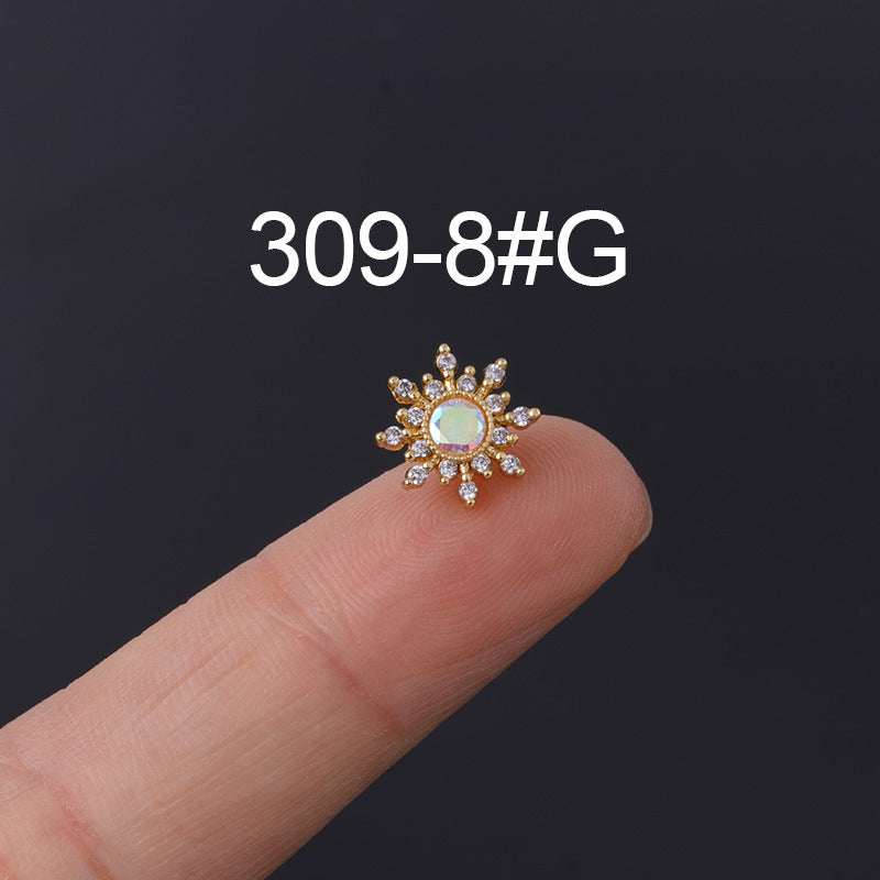 Korean Geometric Colored Zircon Earrings