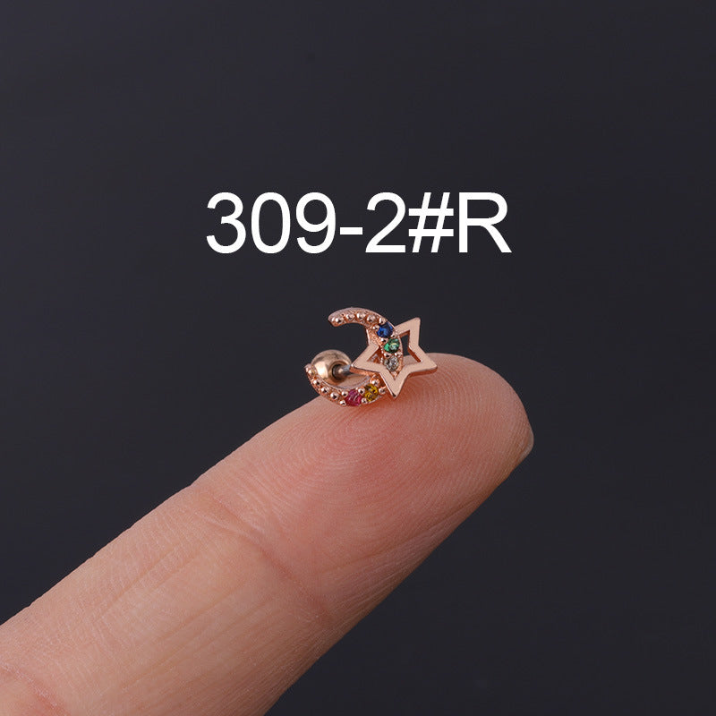 Korean Geometric Colored Zircon Earrings