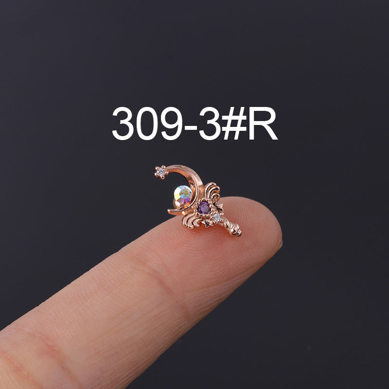 Korean Geometric Colored Zircon Earrings