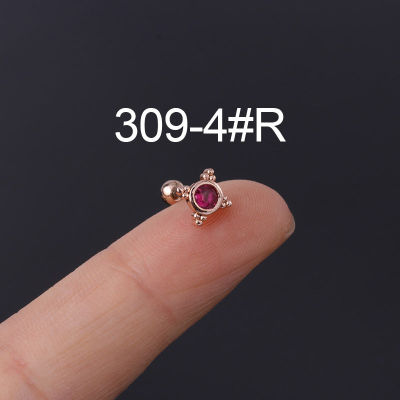 Korean Geometric Colored Zircon Earrings