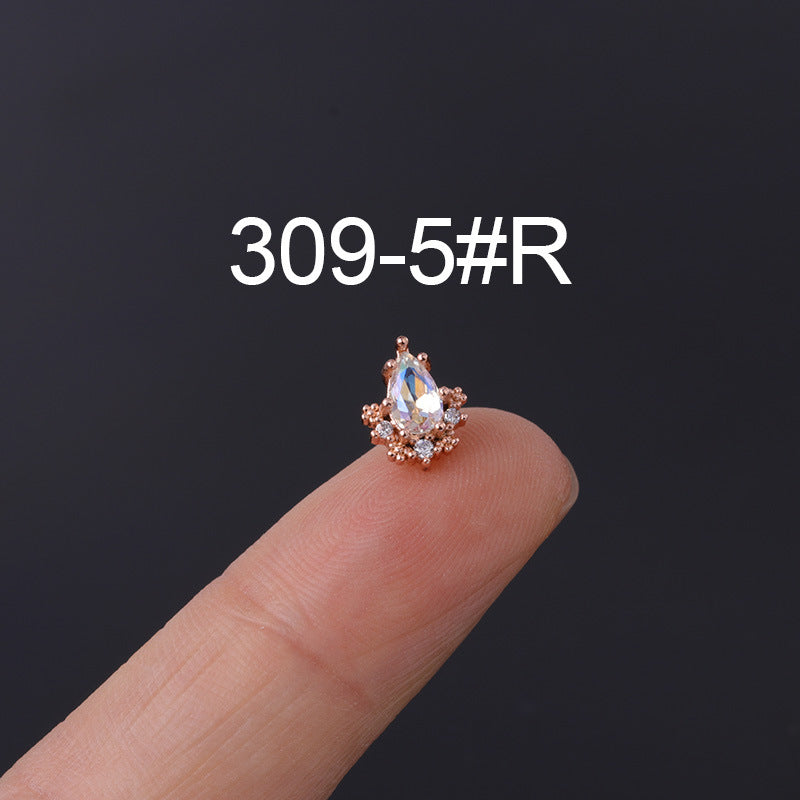 Korean Geometric Colored Zircon Earrings