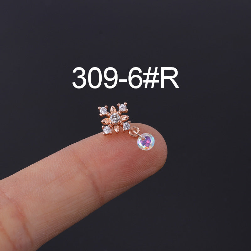 Korean Geometric Colored Zircon Earrings