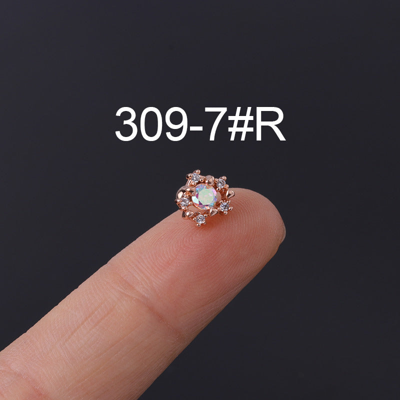 Korean Geometric Colored Zircon Earrings