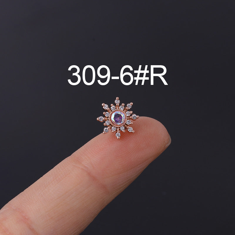 Korean Geometric Colored Zircon Earrings