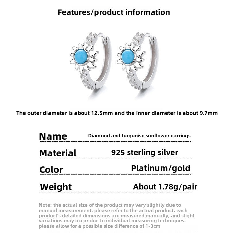 Gold Flowers Earrings For Women Featuring 925 Sterling Silver Ear Pins And Zircon Inlay
