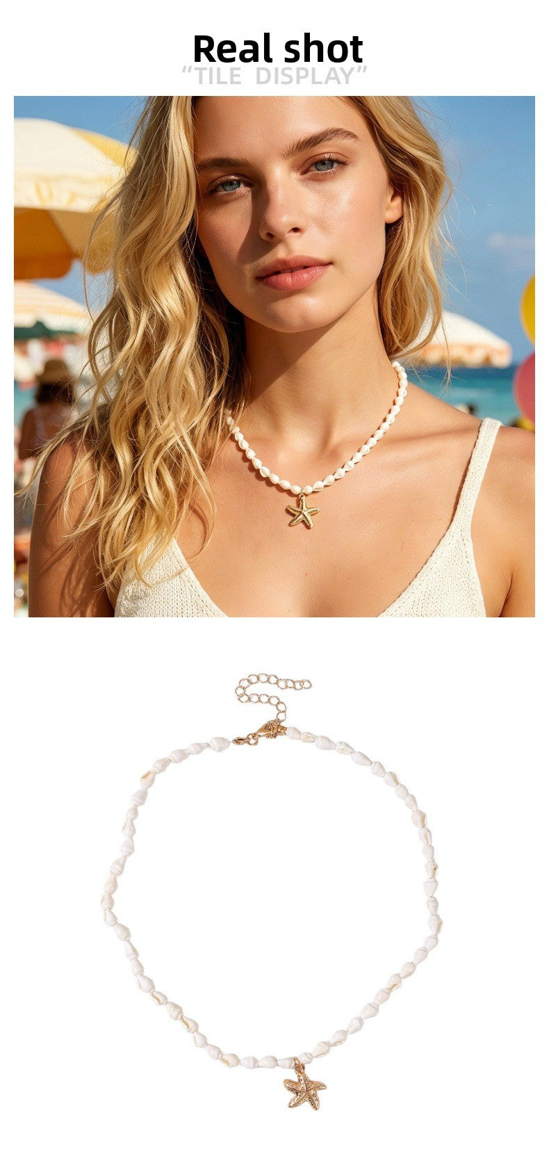 Bohemian Conch Choker Necklace For Women With Alloy Pendant And Beaded Chain