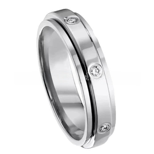 New Style Oval Rotatable Ring For Unisex In Silver Featuring 18K Real Gold Plated V Gold Material