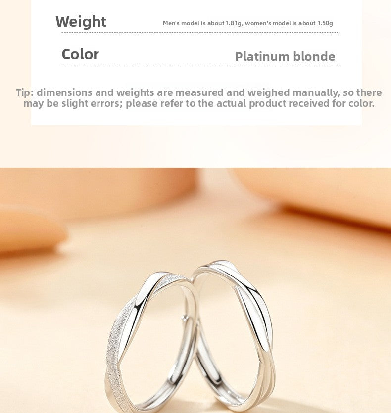 Irregular 925 Sterling Silver Couple Rings With Electroplated Finish, 1 Pair For Valentine's Day